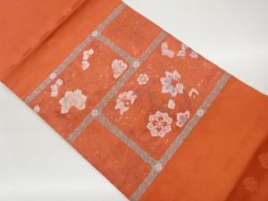 変わり横段に花唐草模様織出し名古屋帯